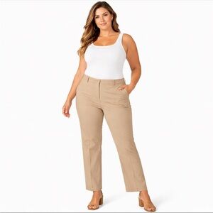 Lane Bryant Lena Curvy Fit Ankle Pants Khaki Beige Stretch Size 28